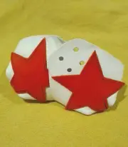 2pcs (Pair) Orange Star On White Leather Roller Skate Toe Guards Protectors