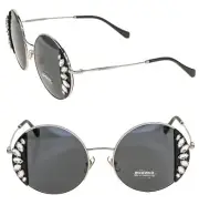 MIU MIU CORE MU57VS Silver Black Crystal Jewel Round Metal Fashion Sunglass 57V