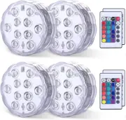 Submersible LED Lights Remote Control Battery Powered, RGB Multi Color Changi...