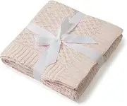 Snuggle Hunny Baby Blanket, Newborn to Toddlers, Organic Cotton Diamond Knit, Perfect Knitted Baby Pram and Stroller Blanket, Blush Pink