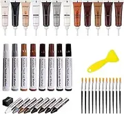SEISSO Furniture Repair Kit - Set of 42 - Wood Repair Kit Wood Fillers, Furniture Scratch Repair Markers and Wax Sticks with Scraper, Brushes, for Scratches, Stains, Wood Floor, Laminate