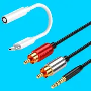 Durable Type C to 3.5mm Adapter +RCA Cable for Samsung Galaxy S20 FE 5G UW G781V