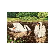 Printed Canvas Tapestry Gobelin Embroidery Orchidea "Swans" 1792