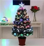 Christmas Concepts® 32 Inch (81CM) Fibre Optic Christmas Trees (Stars, Baubles & Red Base)