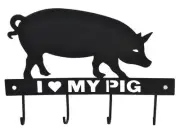 NEW Black Sheet Metal Coat Hook I Love My Pig Country Kitchen Home Decor