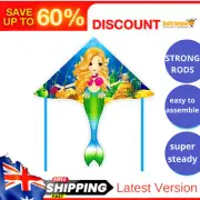 Mermaid Kite for Girls Kids Easiest to Fly Delta Kite Strong Rods and Kite Strin