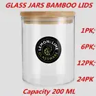 Glass Jar Food Storage Bottles Sealed Cans Bamboo Lid Air Tight Container 200ml
