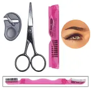 3 Pc Eyebrow Scissors Grooming Kit Eye Lash Brush Comb