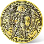 Archangel Michael Coin - 1.57 Inch Zinc Alloy Christian Challenge Coin with Psalms 91:10 - God's Protection and Courage Gift with Clear Case ﻿ ﻿ ﻿
