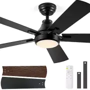 52" Ceiling Fans with Lights, Black Modern Ceiling Fan with Remote, Farmhouse...