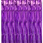 3 Pack Foil Fringe Backdrop Curtains 3.3x6.56 Feet Purple Streamers