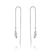 Sterling Silver Feather Threader Hypoallergenic Earrings