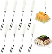 Appetizer Forks 8Pcs Fruit Fork 5.7'' Cocktail Forks Stainless Steel Dessert with Ceramic Handle Mini for Appetizers for Party Banquet Cocktail
