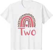 [X.Style] Kids 2 Year Old Leopard Rainbow Birthday Party Cute Girl 2nd ds517 T-Shirt (S)