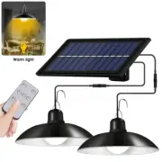 Solar Pendant Lights Outdoor Indoor Single/Dual Heads Lamp with Remote Lights