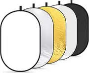 NEEWER 24"x36"/60x90cm Light Reflectors for Photography, Portable 5 in 1 Collapsible Multi Disc with Bag - Translucent, Silver, Gold, Black, White Diffuser for Studio and Outdoor Lighting