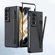 Jarttarn Compatible with Honor Magic V2 2023 Case with Stylus Pen,Pen Holder Cover Anti-Scratches Ultra Thin Case with Built-in Screen Protector for Honor Magic V2 (Black)