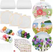 3 Pcs Needle Felting Kit for Beginners Felt Painting Kit with Wool Bag Needle Foam Pad Frame Felt Cloth DIY Wool Needle Felt Starter Pack with Instructions for Home Decorations