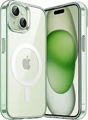 JETech Magnetic Case for iPhone 15 6.1-Inch Compatible with MagSafe Wireless Charging, Shockproof Phone Bumper Cover, Anti-Scratch Clear Back (Green)