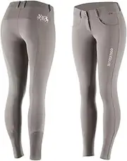 [HORZE] B Vertigo Meghan Women's Medium Rise Silicone Full Seat Breeches - Taupe Grey - 30