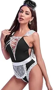 [JINZIJINYU] Women Lingerie Sexy Bodysuit Maid Uniform Temptation Straps Plus Size Sexy Lingerie