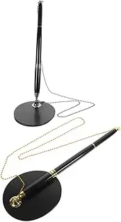 Sewroro 2 Sets Counter Signature Pen Desk Pen Levitating Pen Clipboard with Pen Holder Pen with Stand Pen with Chain Pen Leash for Clipboard Pen on a Chain Golf Pen Desk Stainless Steel