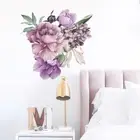 Wall Sticker Living Room Mural Peony Purple Decor Decoration Removable
