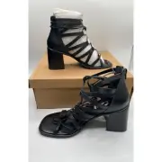 Steve Madden Women's Black Cherrie Ghillie Lace Up Block Heel Sandals Size 7 NWB