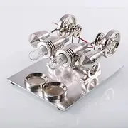 [Candeon] Stirling Engine Kit, Hot Air Stirling Motor Sterling Motor Model with LED Light, 4 Cylinder Stirling Motor, Power Generator, Steam Engine Model, Educational Physical Toy for Children