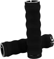 GRIRIW 2Pcs Skid Bike Handlebar Grips Shockproof Rubber Cover with Lock Ring Comfortable Cycling Accessories for Mountain and Road Bikes