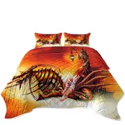 Cool Art the Death Ferryman Dragon Motorcycle and Girl Coverlet
