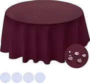 BYDOLL Table Cloth 60 Inch Round Tablecloth Burgundy Washable Outdoor Winkle and Stain Resistant Spillproof Polyester Tablecloth for Round Tables Festival Camping Picnic Wedding Party Table Cover