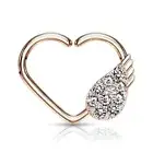 Piercing Ear Cartilage Daith Ring Heart Gold Plated Pink Wing Angel