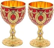 LALADEFIEE 2pcs Retro Liquor Cup Small Drinking Cups for Whiskey Cocktails Vintage Design for Home Bar Decoration Lightweight Alloy Material