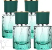 4 Pcs 30ML Perfume Dispenser, Refillable Perfume Bottle, Portable Perfume Atomiser, Perfume Spray Bottle Glass, Vintage Perfume Bottles Suitable for Home Office Travel (Green, 4.2 * 8.5 CM)