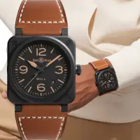 在飛比找momo購物網優惠-【Bell&Ross】BR03黑色啞光陶瓷方形機械腕錶-41