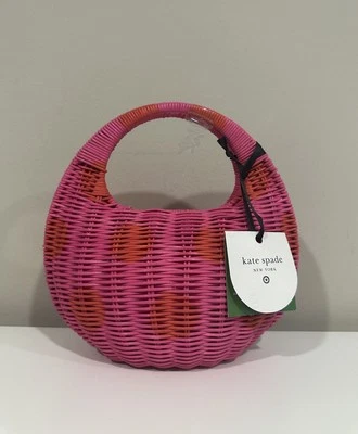 Kate Spade New York X Target Polka Dot Wicker Crescent Bag Pink Red NWT READ!!!