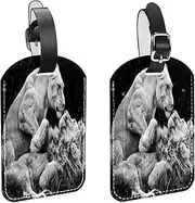 [WOSHJIUK] Luggage Tags,2 Pack Labels Suitcase Tags,Animal Lion Couple,Luggage Tags Privacy Protection Travel Bag Tag