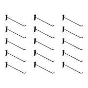 15 PC 12" Gloss Black Long Grid Wall Metal Hooks Display Gridwall Panels