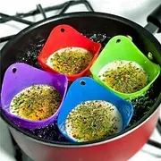 4pcs Set Silicone Egg Poacher Cook Poach Pods Pan Mould Kitchen Tool Baking Poached Cup