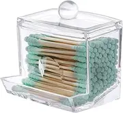 Qtip Dispenser - Clear Qtip Dispenser Bathroom Apothecary Jars with Lid - Cosmetic Bathroom Storage Organizer for Cotton Swabs, Ball,