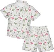 [Caihoyu] Big Boy Short SleeveButton Down Shirt Elastic Drawstring Shorts Set Toddler Boy Clothes Infant Little Boy Gift