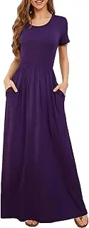 [AUOMITH] Women’s Long/Short Sleeve Loose Plain Maxi Casual Empire Waist Long Dresses with Pockets