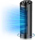 Grelife 13'' Bladeless Tower Fan with Knob and control panel, black, TF007B