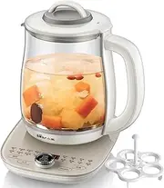 BEAR Electric Kettle, 1.8L Health Pot Glass Electric Kettle with Stainless Tea Infuser and Egg Rack, 1000W Rapid Boiling & 8 Hours Keep Warming, Auto off, Easy to Clean, BPA-Free (with English Manual)