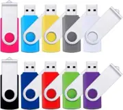 Flash Drive 16GB USB 2.0 10 Pack Swivel Blank Memory Stick Pnstaw