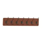 Rustic Brown Solid Wood Wall Mounted Coat Rack with Shelf, 7 Hooks, 34" Long
