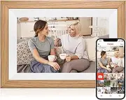 Digital Photo Frame - 10.1in WiFi Digital Picture Frame HD IPS Touch Screen 1280x800 32GB Memory Smart Photo Frame Share Photos or Videos via Frameo APP Perfect Gifts (Natural Wood)