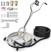 EVEAGE 20'' Pressure Washer Surface Cleaner Dual Handle with Water Recovery-With 4 Wheels, Stainless Steel Housing Power Washer Accessories with 2 Extension Wand, 2 Replacement Nozzles, 4000 PSI,EP004
