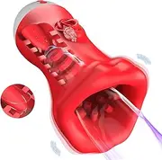 Male Masturbator Sex Toys, with 10 Vibrating Tongue Licking, Silicone Big Mouth Vibrator Blowjob Machine, Pocket Pussy Oral Male Sex Toys for Man Adult Gay Couples (Type A)
